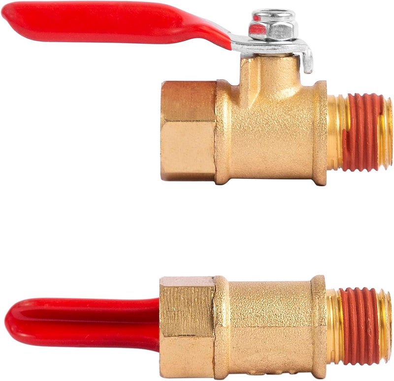 BILBAL 2 Pack 1/4" Heavy Duty Air Compressor Brass Ball Valve Shut Off Switch, 1/4 Inch Male And Female NPT Thread Pipe Fitting - Image 3
